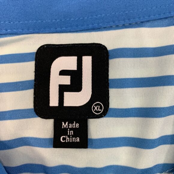 FootJoy FJ Shirt Men XL Extra Large Baby Blue Striped Stretch Shirttail Hem Polo - Picture 4 of 13